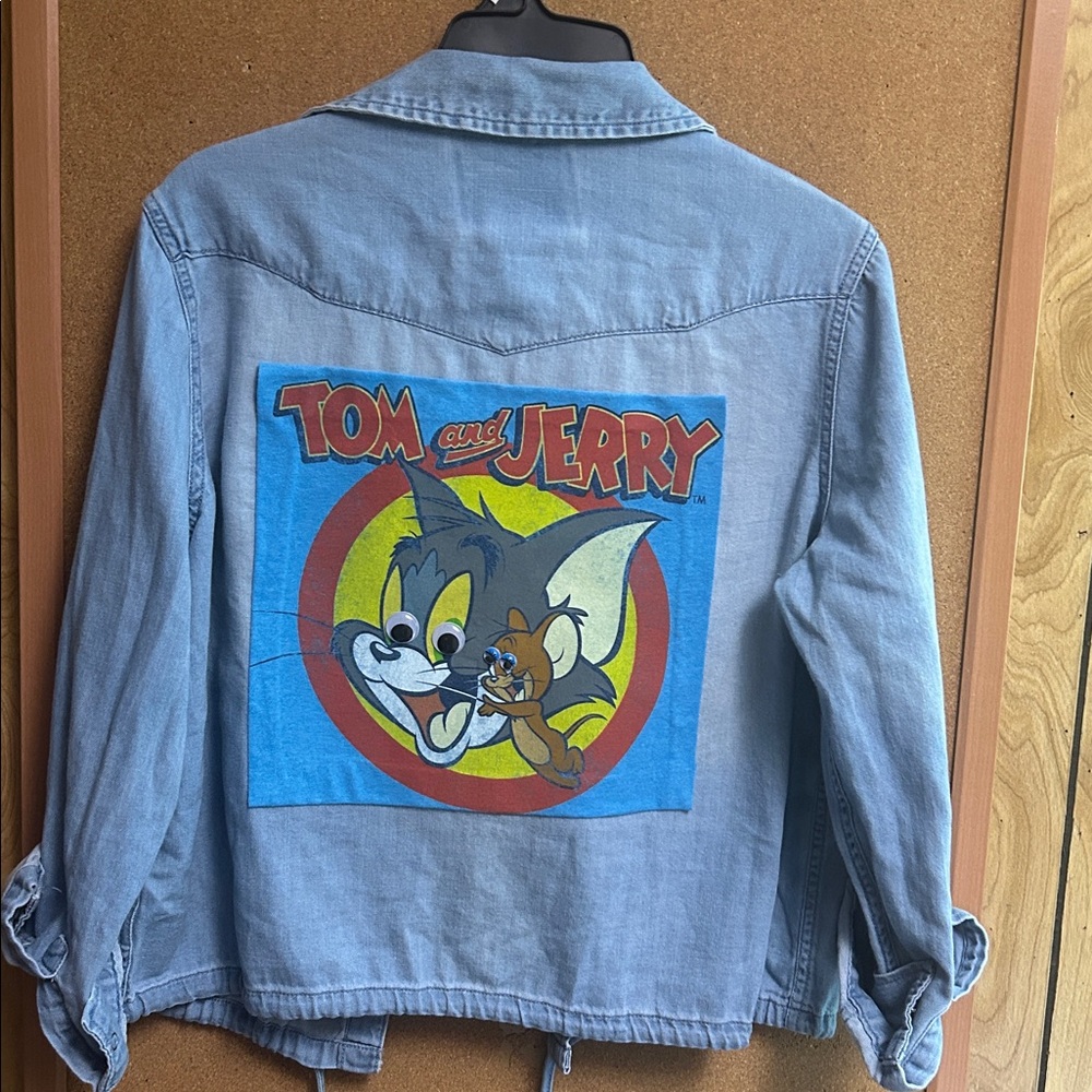 Tom and Jerry Denim shirt it is now a vest.   I cut the sleeves off